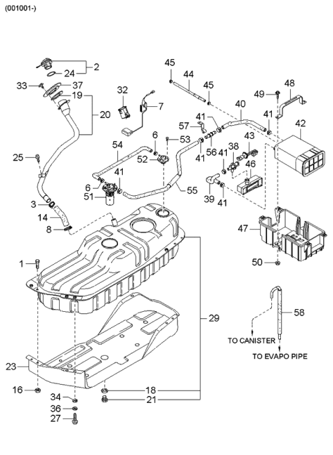 2001 Kia Sportage Bracket Assembly-Canister Diagram for 0K07A13960A