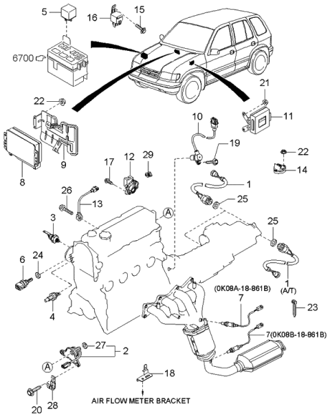 2000 Kia Sportage Crank Angle Sensor Diagram for 0K08A18891
