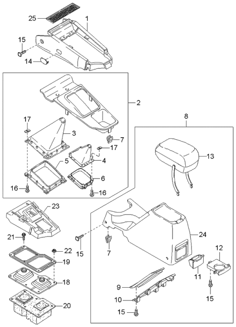 2000 Kia Sportage Lid Assembly-Console Diagram for 0K07A6442096