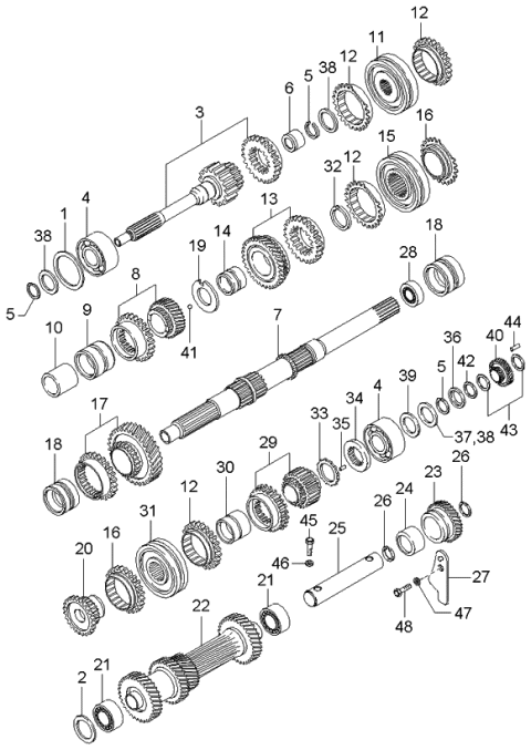 2001 Kia Sportage Retaining-Ring Diagram for 0K01117314