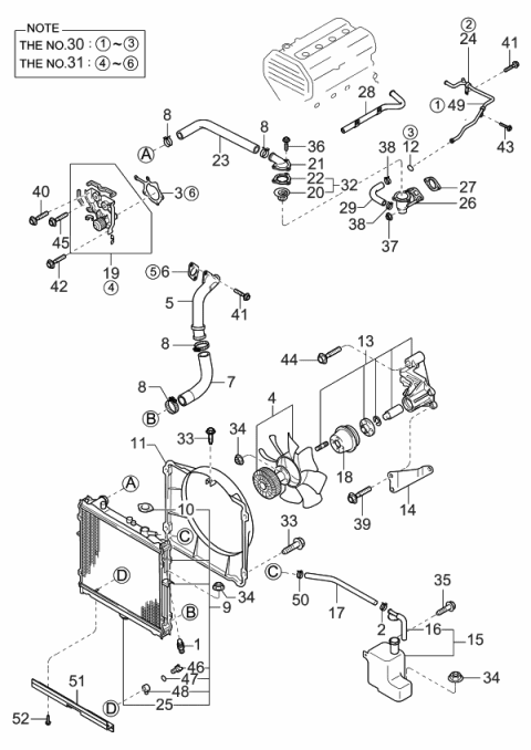 2001 Kia Sportage Outlet Assembly-Water Diagram for 0K01315150A
