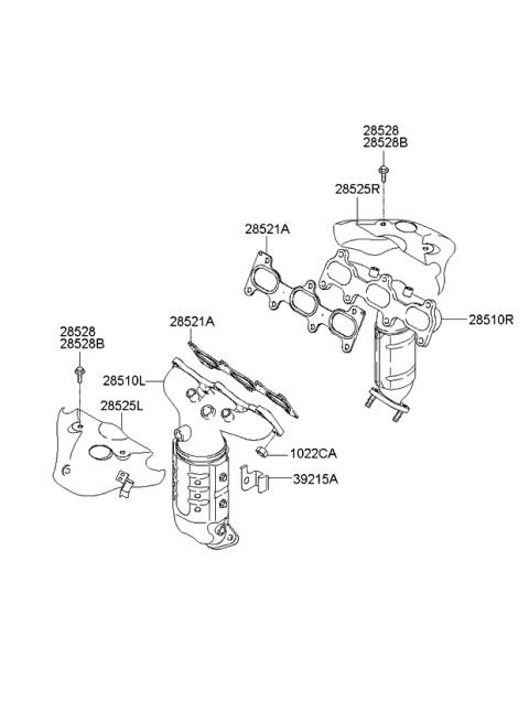 2010 Kia Sportage Exhaust Manifold Assembly, Right Diagram for 2851037940