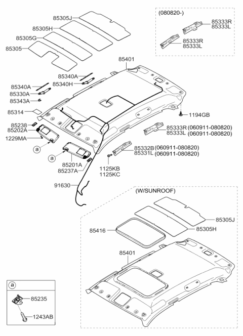 2010 Kia Sportage Sunvisor Assembly Right Diagram for 852011F090LX