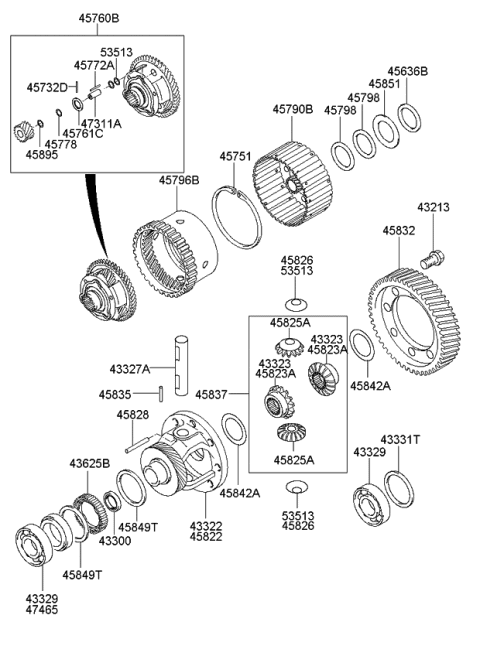 2008 Kia Sportage Spacer-Differential Gear Thrust Diagram for 4583523000