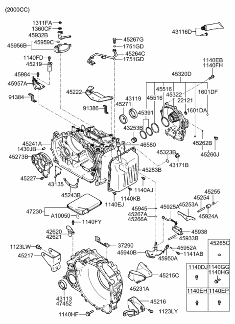 2009 Kia Sportage Bracket-Automatic Transaxle Diagram for 9138638000