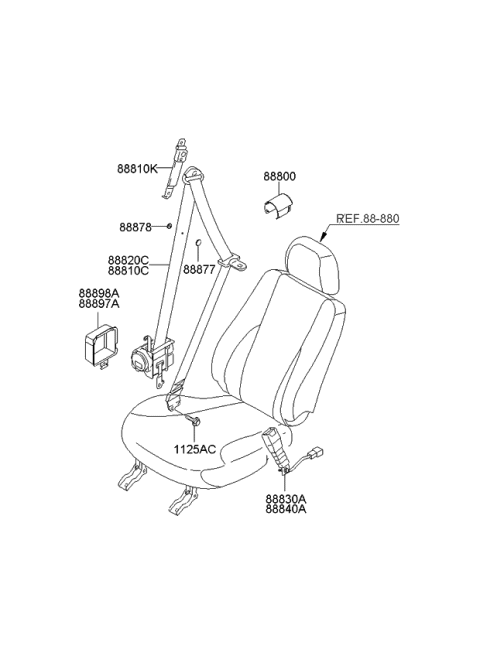 2007 Kia Sportage Front Seat Belt Assembly Left Diagram for 888101F500WK