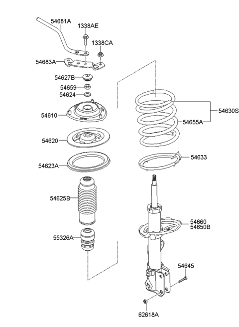 2009 Kia Sportage Front Shock Absorber Assembly, Left Diagram for 546512E201