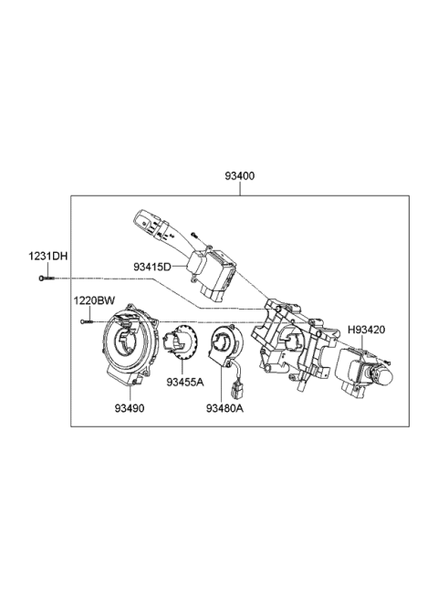 2008 Kia Sportage Lever Assembly-Lighting Diagram for 934101F020