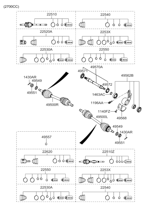 2008 Kia Sportage Shaft Assembly Diagram for 4957038700