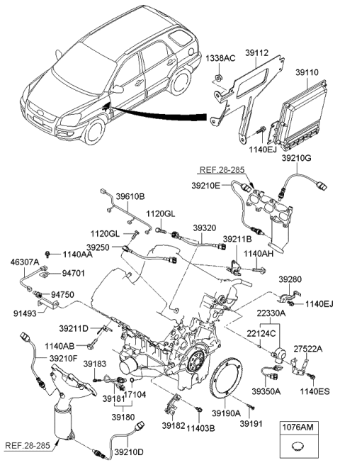 2009 Kia Sportage Crankshaft Position Sensor Diagram for 3918037200