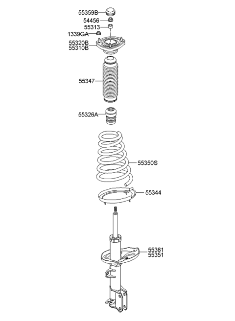 2010 Kia Sportage Rear Shock Absorber Assembly, Right Diagram for 553612E202