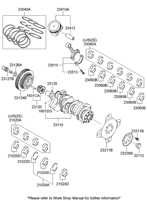 2008 Kia Sportage Bearing Set-Thrust Diagram for 2103037200