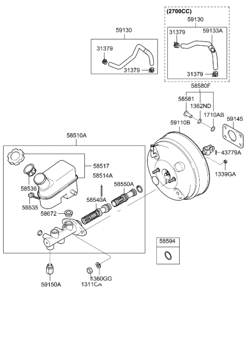 2009 Kia Sportage Filter Assembly-Brake Master Cylinder Diagram for 5853634010