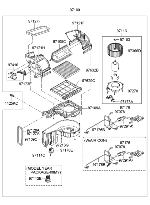 2007 Kia Sportage Case-Blower Upper Diagram for 971111F200