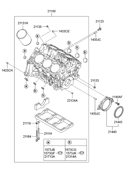 2009 Kia Sportage Block Assembly-Cylinder Diagram for 2110037300