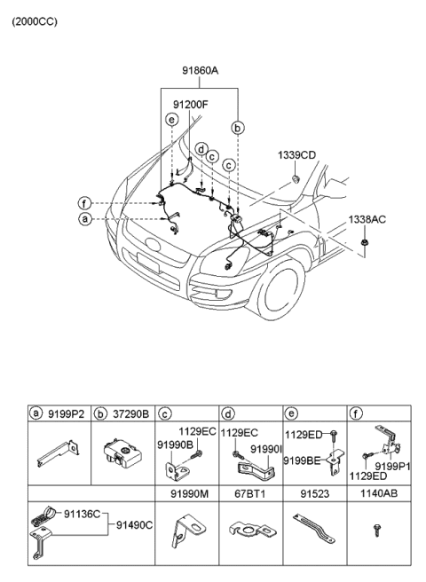 2006 Kia Sportage Battery Wiring Assembly Diagram for 918521F010