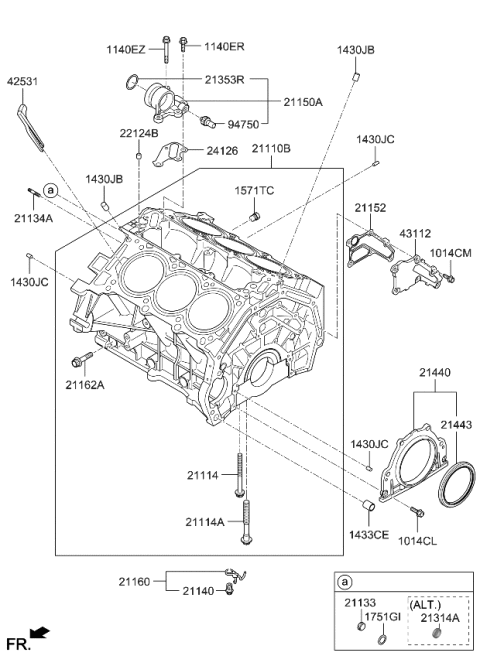 2014 Kia Sorento Block Sub Assembly-Cylinder Diagram for 211103CDA0