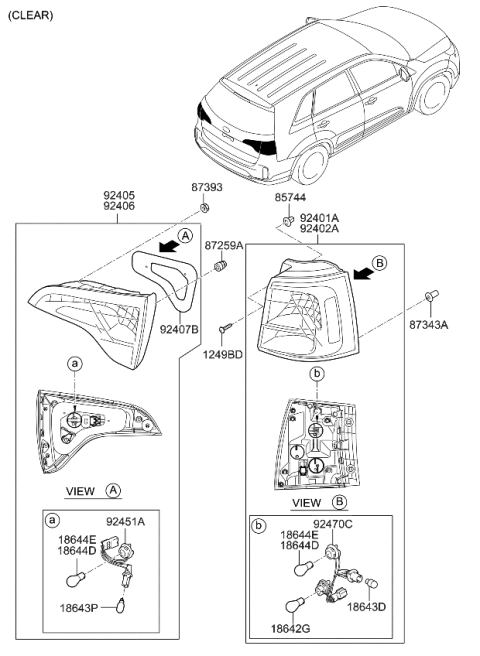 2013 Kia Sorento Rear Combination Holder & Wiring, Inside Diagram for 924902P600