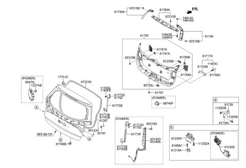 2014 Kia Sorento Power Tail Gate Power Latch Assembly Diagram for 812301U500