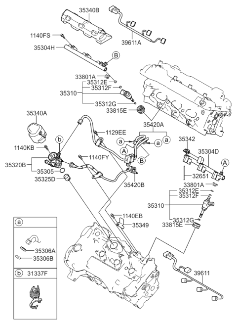 2013 Kia Sorento Throttle Body & Injector Diagram 2