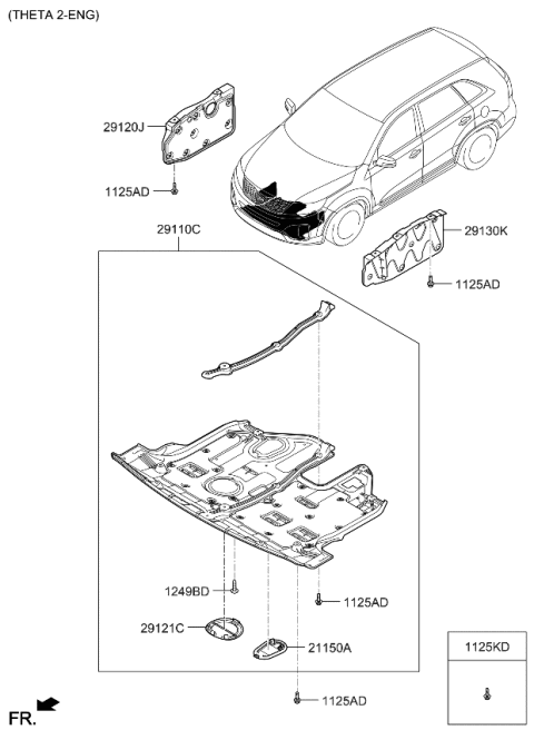2013 Kia Sorento Cover Assembly-Oil Drain Diagram for 291324Z000