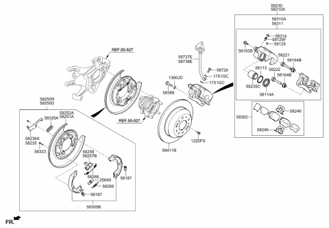 2013 Kia Sorento Rear Brake Back Plate Assembly, Right Diagram for 582522W000