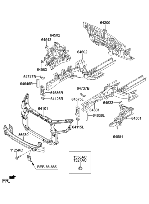 2013 Kia Sorento Fender Apron & Radiator Support Panel Diagram