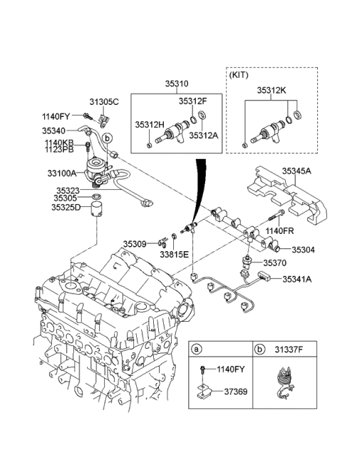 2014 Kia Sorento Throttle Body & Injector Diagram 1