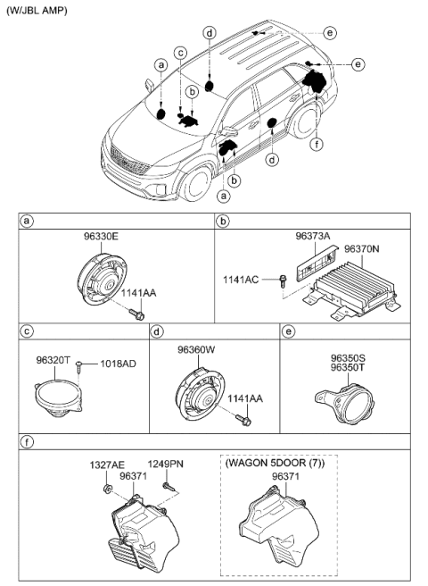 2013 Kia Sorento Extension Amplifier Assembly Diagram for 963701UAA0