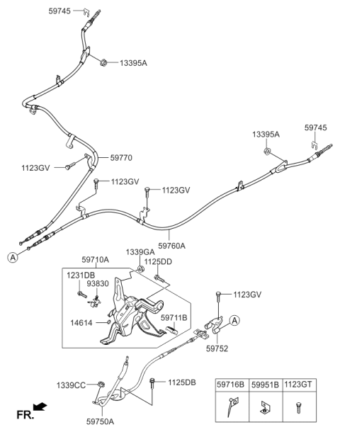 2014 Kia Sorento Bracket-Parking Cable Diagram for 599274Z200