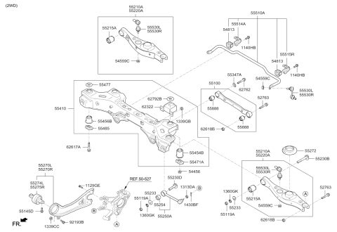 2013 Kia Sorento BUSHING-CROSSMEMBER Diagram for 554562W100