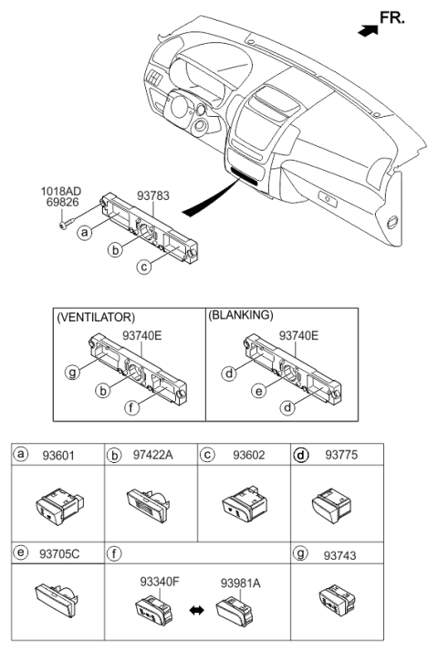 2014 Kia Sorento Switch-Air Ventilator Diagram for 937432P005