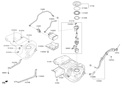 2014 Kia Sorento Bracket-Fuel Tank Diagram for 312114Z000
