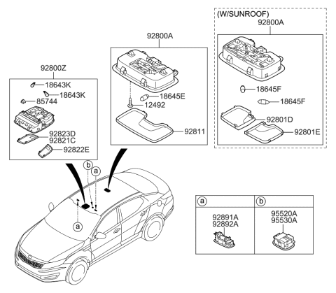 2011 Kia Optima Lamp Assembly-Room Diagram for 928503R000UP
