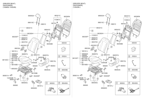 2013 Kia Optima Heater-Front Seat Back Diagram for 883952T020