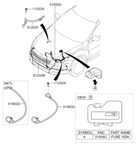 2012 Kia Optima Battery Wiring Assembly Diagram for 918502T031