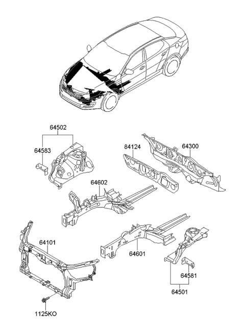 2011 Kia Optima Carrier Assembly-Front End Diagram for 641012T200