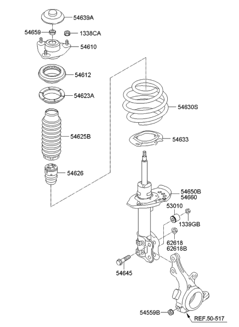 2013 Kia Optima Front Strut Assembly Kit, Right Diagram for 546612T122