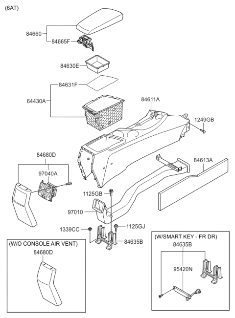2012 Kia Optima Console Armrest Assembly Diagram for 846602T010VA