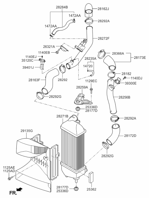 2013 Kia Optima Pipe-I/COOLER Outlet Diagram for 282872G200