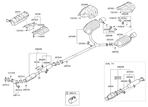 2013 Kia Optima Front Muffler Assembly Diagram for 286102T110