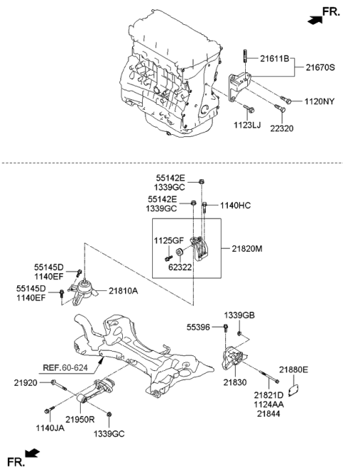2013 Kia Optima Engine Support Bracket Assembly Diagram for 216702G000