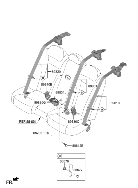 2020 Kia K900 Rear Seat Belt Diagram
