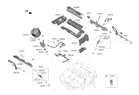 2019 Kia K900 Fuel Rail,LH Diagram for 353043L100