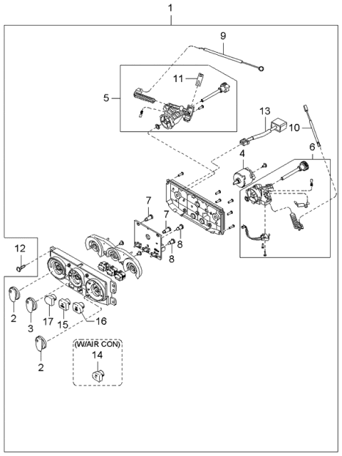 2001 Kia Rio Control Assembly-Heater Diagram for 97250FD302