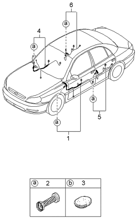 2000 Kia Rio Wiring Assembly-Door,Drive Diagram for 0K30A67190H