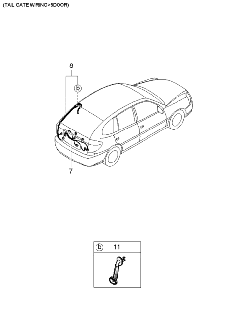 2001 Kia Rio Wiring Assembly-Tail Gate Diagram for 91910FD010