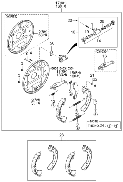 2001 Kia Rio Pin-Brake Shoe Hold Diagram for 0K91726391