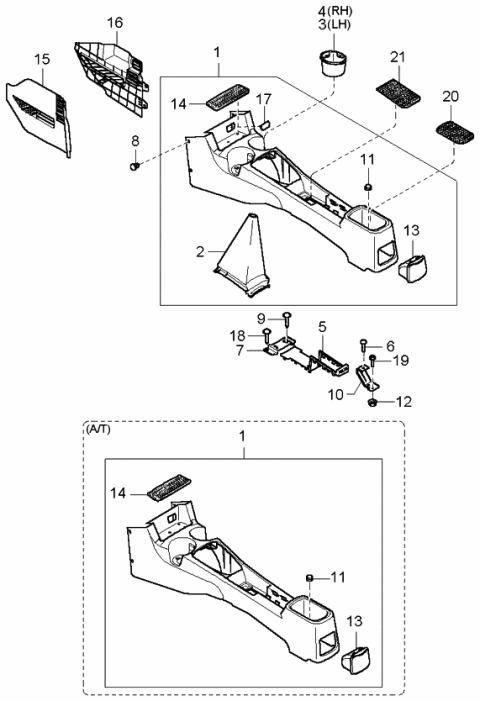 2002 Kia Rio Cup Holder Assembly, Left Diagram for 84676FD000BT