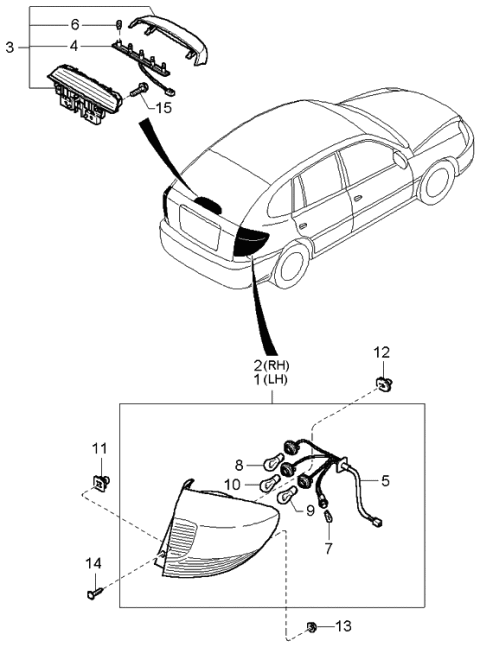2000 Kia Rio Holder & Wiring Assembly Diagram for 92440FD070